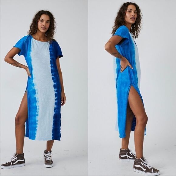 NWT Free People Ice Cream Sundae Maxi in Dream Blue Combo - Picture 1 of 11
